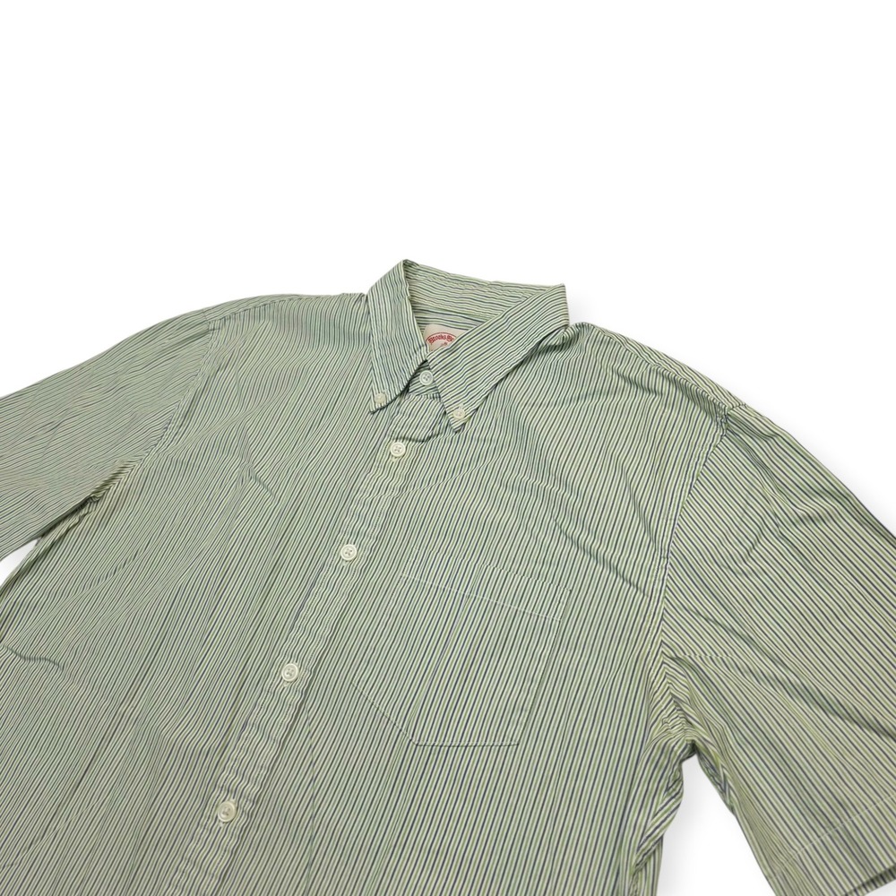Brooks Brothers Red Fleece Mens Green Striped Short Sleeve Button Down Shirt L - Picture 4 of 8
